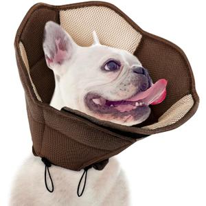 SUNFURA Dog Cone - Soft Cone for Dogs to Stop Licking, Pet E-Collar Alternative After Surgery, Adjustable Pet Recovery Collar for Wound Healing, Brown Medium