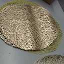 10Pcs Gold Placemats Round, Heat Resistant Woven Gold Placemats Hollow Out Pressed for Party Dinner Table, 14.96 inches