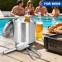 Ice Bucket, 3L Double Wall Insulated Ice Bucket with Lid,Scoop,Tongs- Inner Layer 304 Stainless Steel Ice Container Keep Ice Frozen Longer- Ideal for Cocktail Bar,Parties,Chilling Beer Win