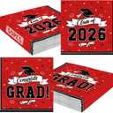 50 Pack Graduation Napkins Class of 2026 Decorations, 6.5 X 6.5 Inches Red Grad Napkins, Classic Cap Ribbon Themed Paper Tissues, Perfect for Graduation Decorations 2026 Celebration Party Supplies