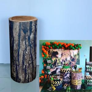 NIVIUS PHOTO Stretchy Cloth Tree Trunk Pattern Cylinder Cover for Party Decoration Plinth Cover (35" (Round), No226-b)