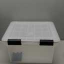 IRIS USA File Box WeatherPro Organizer Plastic for Letter/Legal, Water Resistant Document, Durable Lid, Seal w/Secure Latching Buckles, Stackable, Nestable, Clear 32 Qt. 1 Pack