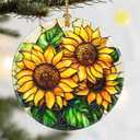 Sunflower Christmas Ornaments, Dodosky 2.8in Ceramic Xmas Decor, Christmas Tree Ornaments, Xmas Decorations for Tree, Holiday Ornament, Gift Ideas, Flower Lover Gifts, Sunflower Gifts for Mom Grandma