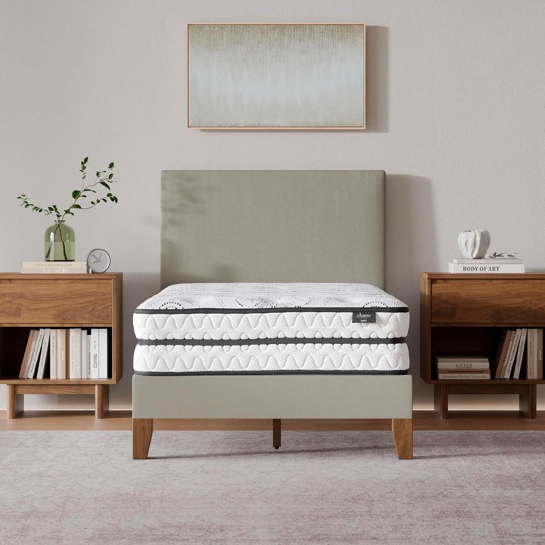 Signature Design by Ashley Twin Size Chime 10 Inch Medium Firm Hybrid Mattress with Cooling Gel Memory Foam for Pressure Relief, Fiberglass Free, Mattress In A Box