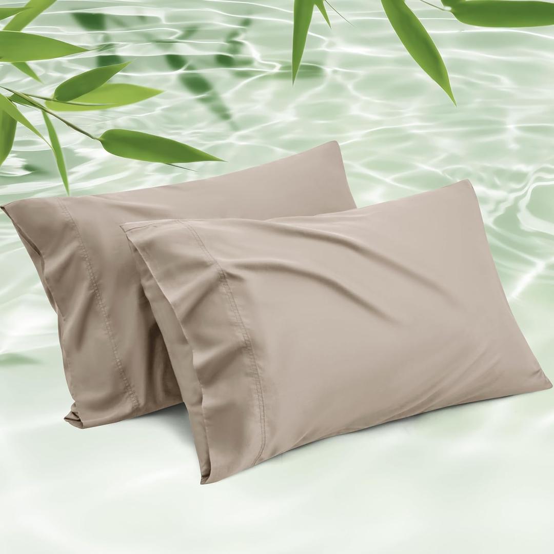 Bedsure King Size Pillow Cases Set of 2, Cooling Pillow Cases King, PureWoven 100% Rayon Derived from Bamboo Simply Pillowcases, Breathable Bedding Pillow Covers with Envelope Closure, 20x36 Inches