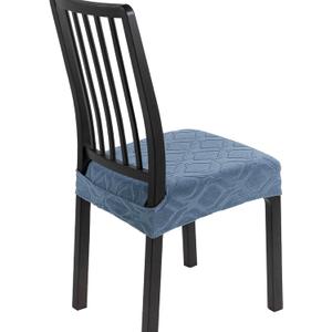 SearchI Stretch Dining Chair Seat Covers Set of 6, Soft Removable Washable Seat Covers for Dining Chairs, Dining Room Seat Cover Protector (Rear-Covered, Hexagon Blue)