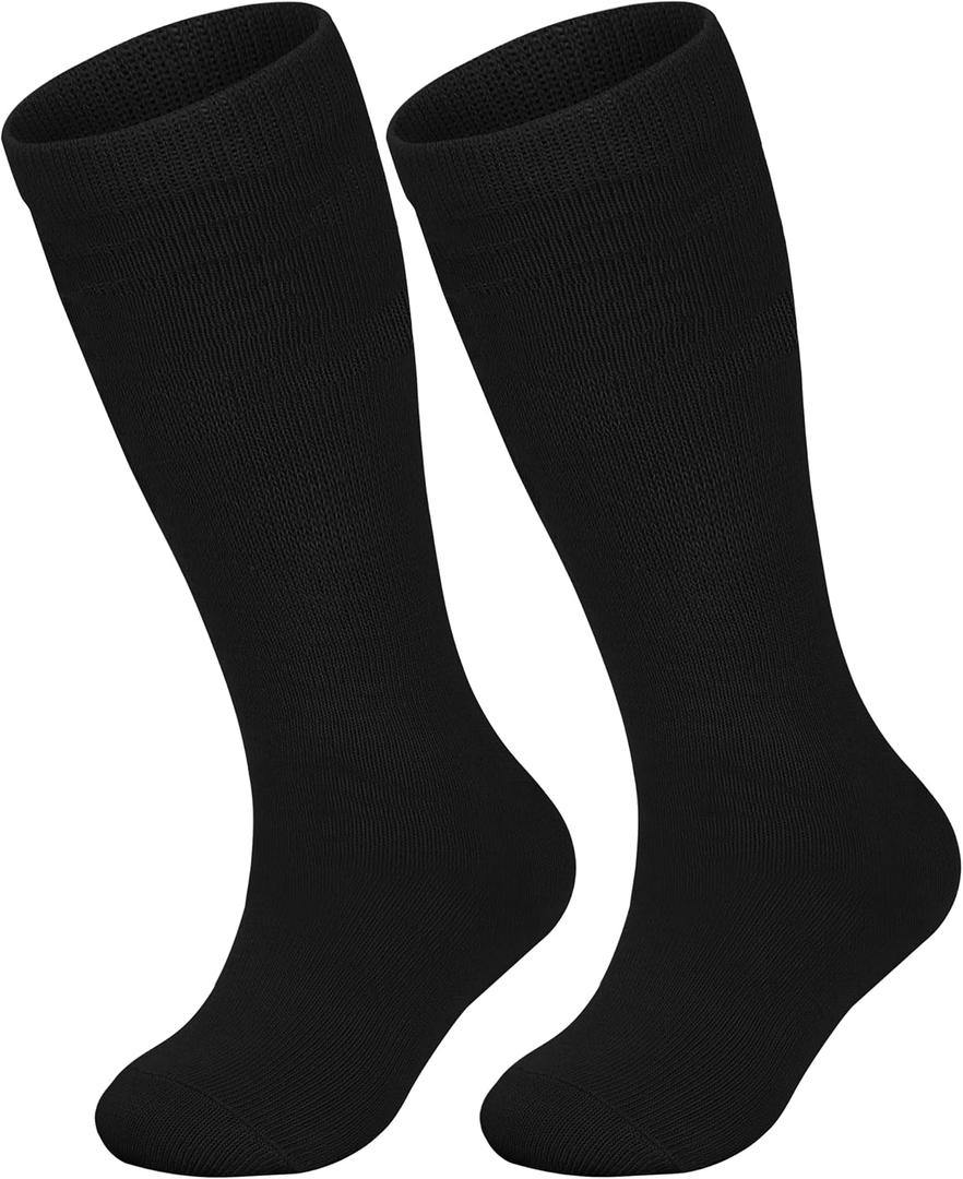 Urban Virgin Kids Soccer Socks Athletic Knee High Tube Toddler Baseball and Football Socks for Boys and Girls (Black)