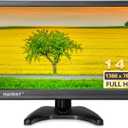 14 Inch Security Monitor, 1366x768 Resolution Small PC Monitor Built-in Speakers with HDMI/VGA/BNC/AV Ports, Home Office Mini hdmi Monitors for Laptop, CCTV Camera, Gaming with Remote Control