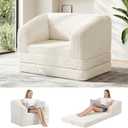 cidludto Convertible Boneless Couch Sleeper Sofa Bed, Folding Oversized Bean Bag Couch, Comfy Sofa Chairs for Adults with Filling, Single, Beige, Single-35''