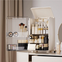 Makeup Organizer for Vanity,Perfume Organizer Display Case,Large Plastic Drawer Storage,White Multi-Function Brush Organizers Storage for Bathroom Countertop (White)