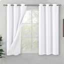 BGment Short Blackout Curtains for Bedroom 54 Inch Length, Thermal Insulated Soundproof Room Darkening Curtains for Small Window, Each Drape 42 Inch Wide, White, 2 Panels (42"W x 54"L (Pack of 2))