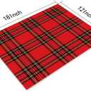 Red Plaid Cloth Placemats Linen Dinner Mats Traditional Scottish Checkered Tartan Wipeable Set of 4 Placemats Table Pads Indoor Table Protectors Non Slip,12 * 18 Inch