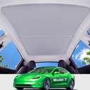 Upgrade Tesla Model Y Sunshade Roof, Never Sag & Nano Ice-Crystal Coatings, Foldable Sun Protection and Heat Insulation Glass Roof Sun Shade, Accessories for Interior Tesla Model Y