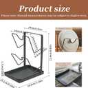 Pot Lid Holder, 2-Tier Countertop Rack with Grooved Drip Tray | Designed for compact kitchen counters where hot lids, drips, spoons, and spatulas need one organized landing spot