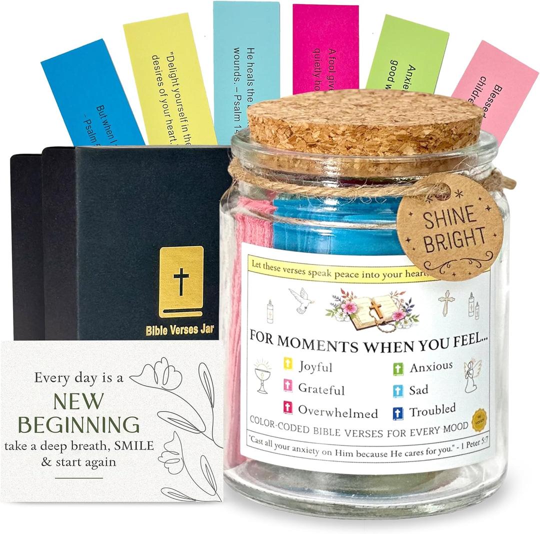 Bible Verse Jar, Inspirational Bible Message Verse Jar, Valentine Gifts for Women Mom Nana Sisters Bestie, Christian Gifts with Scriptures as Graduation Gift for Girls