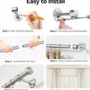 YaFex Heavy Duty Curtain Rods 32-60 Inch, 1 Inch Adjustable Curtain Rod for Windows, Silver Short Window Treatment Rods with Aluminium Finials, Easy Installation