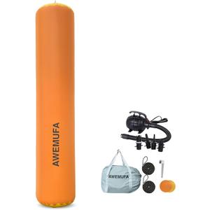 Inflatable Boat Fender for Docking Heavy Duty, Large Boat Bumper for Docking with 110-120V Electric Air Pump, Inflatable Dock Bumper for Pontoon Boat, Fishing Boat, Small Yacht (120"H x 18"Dia, Orange+Yellow)