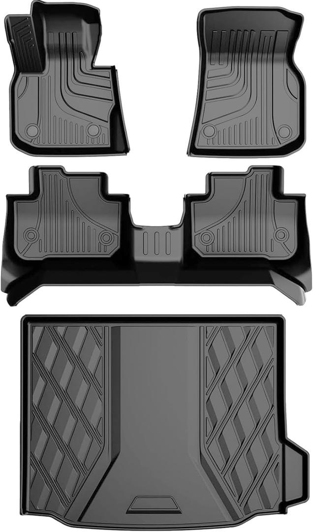 Original Floor Mats and Cargo Liner Compatible with 2018-2024 BMW X3 - Custom Fit All Weather TPE Rubber Floor Liners for BMW X3 30i M40i X3M (Only for car Without Spare tire) (Not Fit X3 xDrive30e)