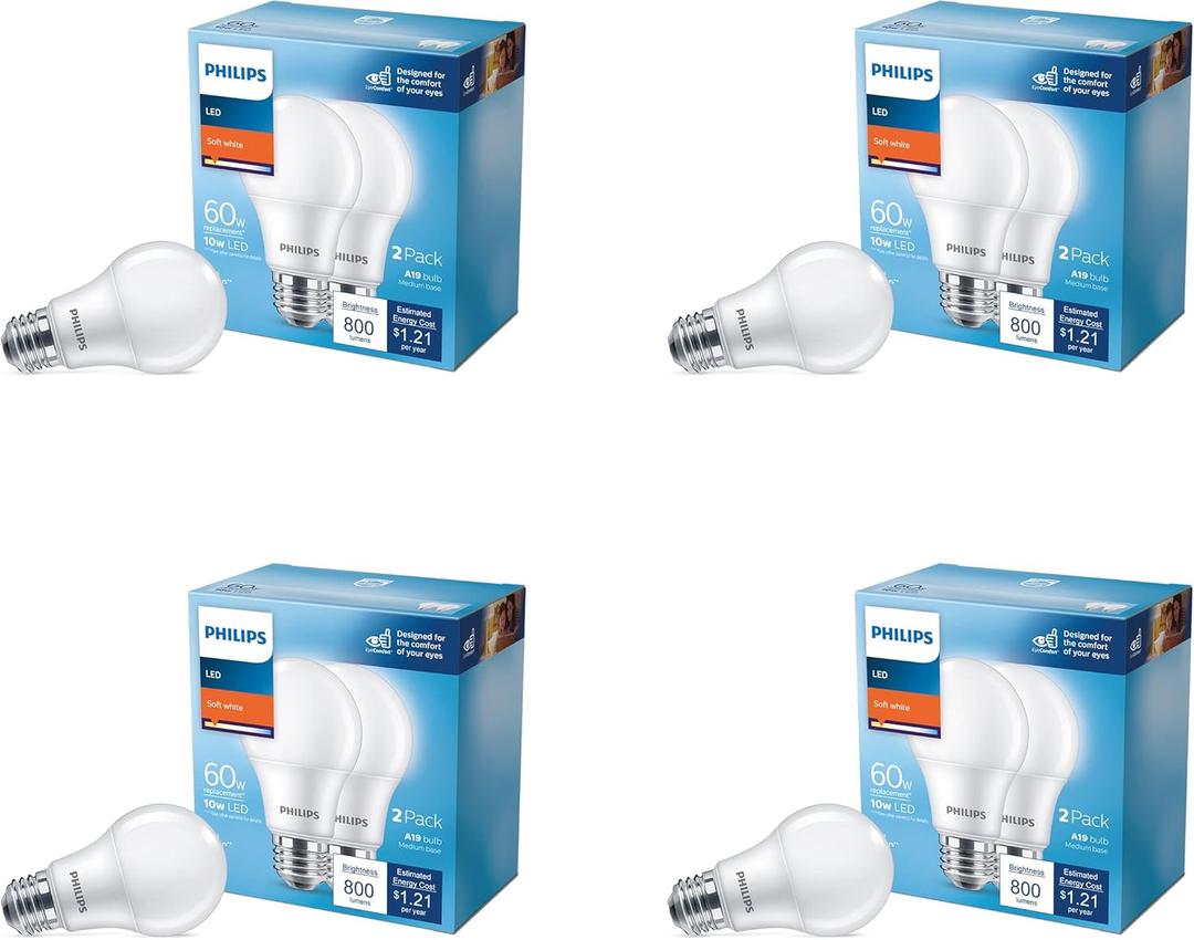 PHILIPS LED 60W A19 DL 4 PK BASIC ( 2 PACK)