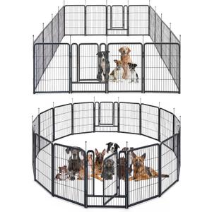 mestyl Dog Playpen, 40" Height 16 Panels Outdoor Pet Play Pen, Big Dog Exercise Play Pen for Large/Medium/Small Dogs, Foldable Puppy Pen for Indoor, Camping, RV, Anti-Rust Paint Finish, Quick Install