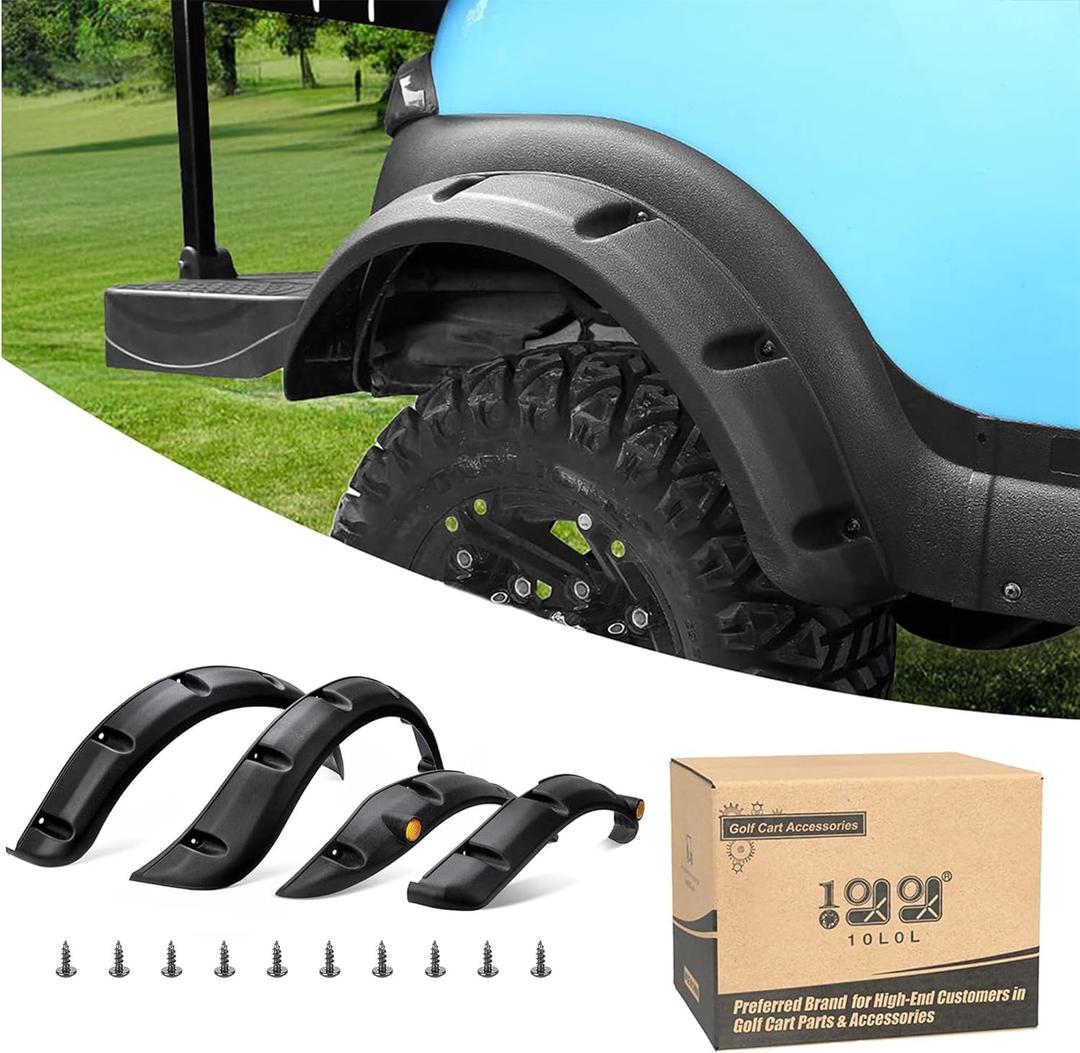 10L0L Front Rear Fender Flares for Club Car Precedent Golf Cart, with Stainless Steel Screws, Set of 4(Not Fit Modified Models)