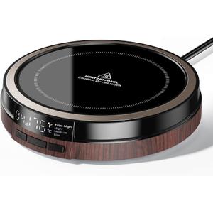 Coffee Mug Warmer for Desk, 50W Fast Heating Cup Warmer with Smart Display, 4 Temps & 12H Timer, Auto Shut Off for Tea, Milk, Hot Drinks - Wood Effect