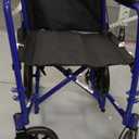 Medline Lightweight Foldable Transport Wheelchair with Handbrakes and 12-Inch Wheels, Blue Frame, Black Upholstery