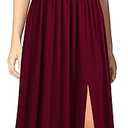 WOOSEA Women Sleeveless Deep V Neck Sexy Split Loose Plain Maxi Casual Long Dress Size S, Burgundy