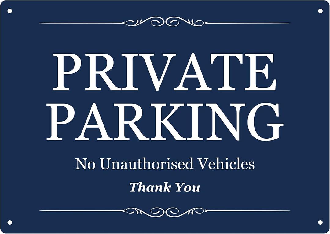 Private Parking - No Unauthorised Vehicles, Residential Car Park/Staff Car Parking Bays, Sign/Notice, A4 Size, Exterior Use Sign (Blue)