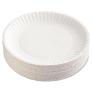 AJM Packaging Corporation Paper Plates, 9" Diameter, White, 1200/Pack