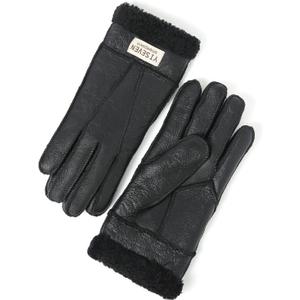 YISEVEN Women's Winter Sheepskin Shearling Leather Gloves Wool Cuffs (Black, L)