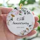 SIABERTERL 25th Anniversary Ornament 2025,25th Anniversary for Couple Parents,25 Years Anniversary Ceramic Ornament for Home Weddings with Ribbon and Love Color Gift Box