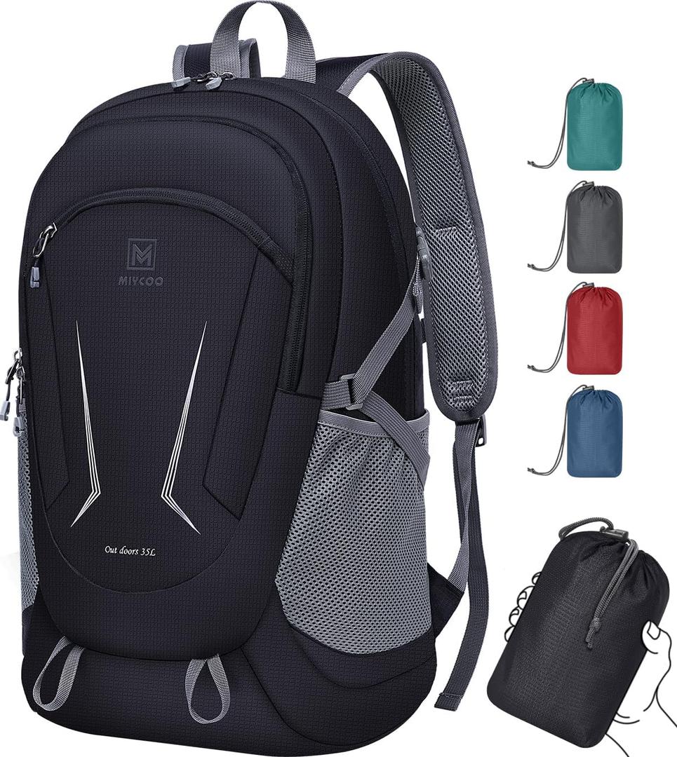 MIYCOO Backpack - Ultra Lightweight Packable Backpack for Travel Camping, Hiking Back Pack Waterproof Foldable Daypack for Men Women Black