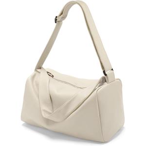 Vegan Leather Small Gym Bag for Women, Stylish Duffle Travel Bag for Plane, Lightweight Duffle Bag for Women & Men, Sport Gym Tote Bag with Wet Pocket for Yoga, Pilates, Swimming (Standard size (Leather))