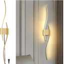 Long Wall Sconce Golden Modern Wall Light Fixture Plug in 14W LED Wall Sconce with Cord for Mirror Living Room Bedroom Porch(Golden,1pc)