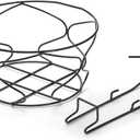 Noamus 3 Pack 10" Hanging Railing Planters Basket, Round Iron Rack Fence Shelf, Metal Wire Flower Pot Holder, Plants Hangers with Detachable Hook for Balcony Garden Indoor and Outdoor (Black)