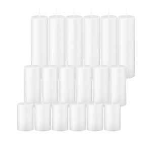 White Pillar Candles Bulk Set of 18，Hurricane Candles，3 Different Lengths 2 x 3/6/8 Inch (6 Each)，Dripless Unscented Smokeless，Gives You a Better Atmosphere When Organizing an Event Party