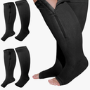 Hillban 2 Pair Plus Size Calf Zipper Compression Socks 15 to 25 Mmhg Open Toe Compression Stockings for Overweight Women Men, Size: 4XL