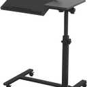 TigerDad Overbed Bedside Desk Mobile Rolling Laptop Stand Tilting Overbed Table with Wheels Height Adjustable Tray Table for Laptop Bed Sofa Side Table (Black)