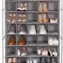 STORAGE MANIAC Shoe Cubby Organizer, Free Standing Shoe Cube Rack for Entryway, Bedroom, Apartment, Closet, 40-Cube Gray (Grey)