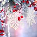 6pcs Large White Snowflakes Ornaments 12 Big Plastic Glitter Snowflake for Winter Indoor Outdoor Christmas Tree Window Room Decorations Giant Craft Snowflakes