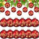 12 Pcs Red Musical Christmas Ornament for Tree 2.4'' Music Notes Balls Music Themed Hanging Ornaments Musical Notes Christmas Ornament Gift Xmas Tree Decorations