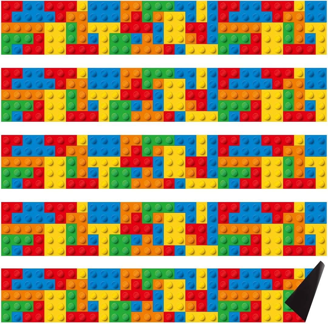 2 x Capoda 24 Pcs Building Block Magnetic Bulletin Board Border 1.97 x 11.81 Inches Colorful Classroom Borders for Back to School Bulletin Board Chalkboard School Office Home Wall Decor(Classic)