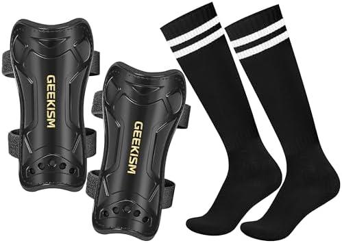 Geekism Soccer Shin Guards for Youth Kids Toddler, Protective Soccer Shin Pads & Sleeves Equipment - Football Gear for 3-5 Years Old Children Teens Boys Girls