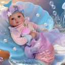 BABESIDE Mermaid Baby Doll Girl, 15-Inch Realistic Soft Baby Dolls with Shiny Mermaid Tail & Accessories, Cute Mermaid Toys for Girls Ages 3+ Kids, Christmas, Birthday