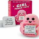 Girl Power Positive Crochet Potato, 1 Handmade Pink Emotional Support Crochet, 50 Affirmation Cards, Valentines Day Gifts, Thoughtful Gifts For Women, Birthday Gifts For Women, Coworker Gifts, Friends