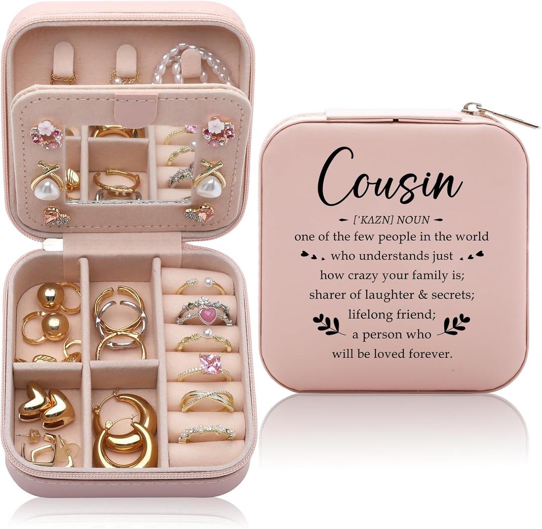 Cousin Gifts for Women Jewelry Box, Cousin Birthday Gifts For Cousins Female, Best Cousins Graduation Wedding Gift for Women Jewelry Case