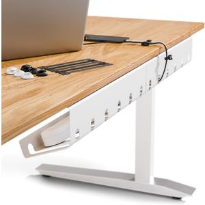 PAMO Cable Management Under Desk for Easy mounting Under-Table I Set of 2 - with 10X Cable Ties I Desk Organizer for Office/Home Office Table Thoughtful Cable Tray Holder (White)