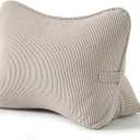 Pat. Pend. Corduroy Lumbar Support Back Pillow for Watching TV, Reading & Gaming, Ergonomic Triangle Support Cushion for Sofa, Armchair & Bed Sitting, Removable Washable Cover, Beige Gray