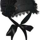 COSDREAMER Girls Women Victorian Bonnets Lace Flowers Tea Party Hats